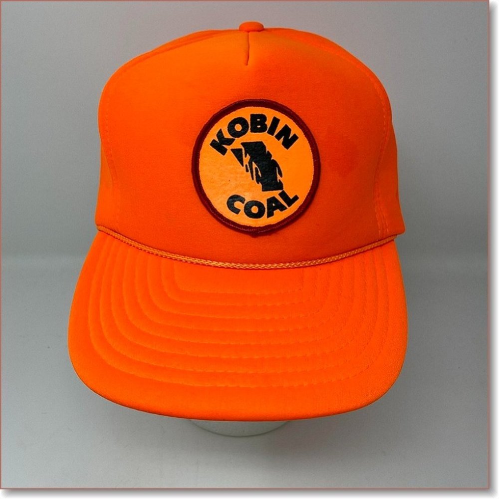 VTG KOBIN COAL Corporation Snapback Trucker Hat Orange Hunting Nissin Cap Patch